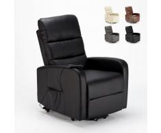 Poltrona relax elettrica reclinabile alzapersona con ruote in similpelle Elizabeth II | Colore: Nero