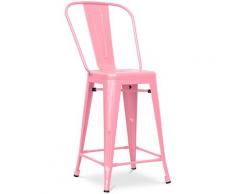 Sgabello da bar Tolix quadrati con schienale Pauchard Style - 60cm Rosa