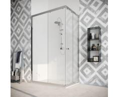 Box doccia 80X120 cabina angolare scorrevole vetro cristallo TRASPARENTE anticalcare 8mm Quercia