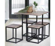 Tavolo con 4 Sgabelli a Scomparsa Sala da Pranzo Salotto Cucina Design Moderno