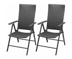Sedie da Giardino Impilabili 2 pz in Polyrattan Nere