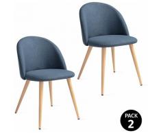 Mc Haus - Pack 2 sedie SOFI blu acciaio nordico design sala da pranzo 49x46x77cm
