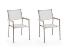 Set da giardino 2 sedie in acciaio inox bianco GROSSETO