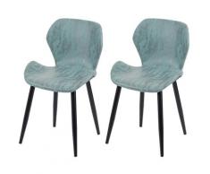 Set 2x sedie sala pranzo HWC-F24 design retrò anni 50 60 metallo ecopelle grigio verde
