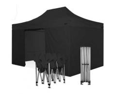 Gazebo rapido 3x4,5 in alluminio rinforzato con laterali PVC 350g metro. Gazebo pieghevole - NERO