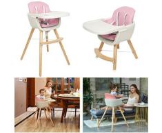 Newborn - Seggiolone Pappa in Legno, Seggiolone per Bambini 2 in 1, Vassoio Regolabile, per