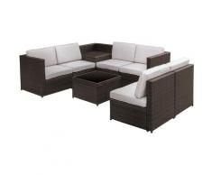 Outsunny Set mobili da Esterno Divano Componibile 8 pezzi in PE Rattan, Marrone