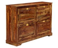 Scarpiera 140x35x90 cm in Legno Massello di Sheesham - Marrone