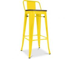 Sgabello Tolix in legno e schienale basso Pauchard Style - 76 cm Giallo