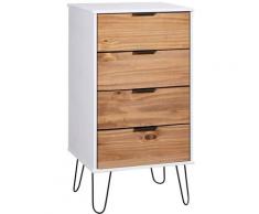 YOUTHUP Cassettiera Legno Chiaro Bianca 45x39,5x90,3cm Massello di Pino - Marrone