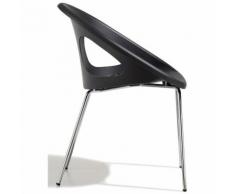 Poltroncina drop con piedi cromati e seduta in tecnopolimero disponibile in tre finiture, struttura