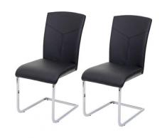 Mendler - Set 2x sedie sala da pranzo design moderno HWC-F36 struttura a slitta ecopelle nero