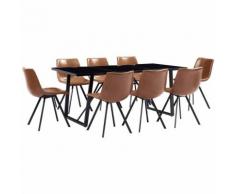 Set Sala da Pranzo 9 pz in Similpelle Cognac