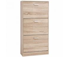 Scarpiera a 3 Piani Scaffale Portascarpe Cassettiera con 3 Scomparti Profondi Rovere Regolabile 60