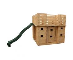 Casetta per Bambini in Legno Outdoor Toys Lucca 423x194x193 cm con Portico e Scivolo