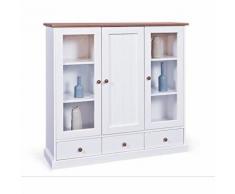 Credenza vetrina buffet in legno massello westerland 131x39x120 - Inter Link