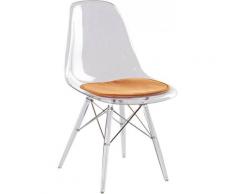 Sedia da pranzo Deswick in stile scandinavo Premium Design - Gambe Trasparenti Arancione