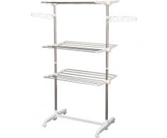 Stendino Premium 3 Piani Regolabile - Stendibiancheria di Lusso in Acciaio Inox - Homcom