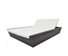 YOUTHUP Lettino Prendisole da Giardino con Cuscino Polyrattan Marrone - Marrone
