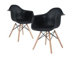 Set di 2 Bianco Pranzo / Ufficio Sedia con Gambe in Faggio Massiccio, Poltrona Sedie di Design per