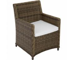 Sedia in rattan Saint Tropez - salotto da giardino, poltrona rattan - marrone/bianco