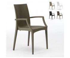 20 Sedie poltrone braccioli per bar giardino Poly rattan Bistrot Arm Marrone - Grand Soleil
