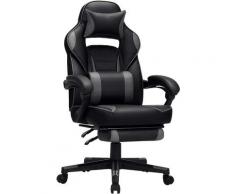 Sedia da Ufficio, Poltrona Racing Ergonomica, con Poggiapiedi Telescopico, Schienale Regolabile,