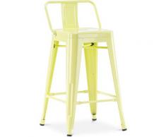 Sgabello da bar Tolix con schienale basso Pauchard Style - 60cm Pastel yellow