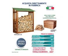 Acquista in Fabbrica Offerta Eccezionale Portalegna Legnaia Verde + Panca Cassapanca MADE IN ITALY