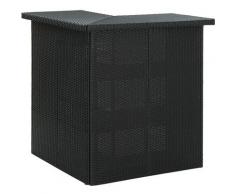 YOUTHUP Tavolo da Bar ad Angolo Nero 100x50x105 cm in Polyrattan - Nero