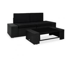 Set Divani da Giardino 3 pz in Polyrattan Nero