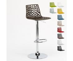 Sgabello Grand Soleil SPIDER per bar cucina alto fisso girevole regolabile poggiapiedi | Marrone