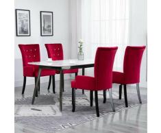 YOUTHUP Sedia da Pranzo con Braccioli 4 pz Velluto Rosso - Rosso
