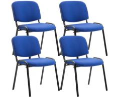 Set 4 Sedie Ufficio Visitatore Ken Imbottite In Tessuto Blu