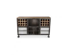 Privatefloor - Credenza con cantinetta in stile industriale con ruote Acciaio