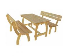 Tavolo da Birreria con 2 Panche in Legno di Pino Impregnato - Marrone - Vidaxl