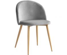 PACK 2 Sedie per sala pranzo in Velluto Kana Velluto Grigio Chiaro - Sklum