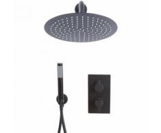 Nox Sistema Doccia Completo Di Miscelatore Doccia Termostatico a 2 Vie, Soffione Doccia Rotondo &