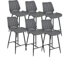 Sgabello da Bar Planica 102,5 x 46,5 x 51 cm Set di 6 Similpelle alcantara Imbottito Grigio Scuro