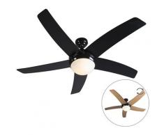 QAZQA Ventilatori da soffitto cool - Moderno - Vetro,Legno,Acciaio - Nero/Marrone - Tondo Max. 2 x