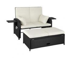 Tectake - Divano in rattan Creta - arredo giardino, arredamento da giardino, divano rattan - nero