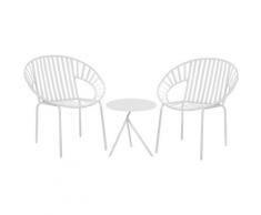 Beliani - Set da balcone in metallo bianco tavolo e 2 sedie LICATA