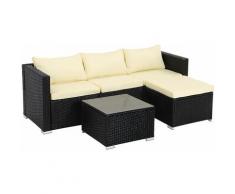 Set di 5 Mobili da Giardino, Salotto da Giardino in Polyrattan Intrecciato a Mano, Divani da