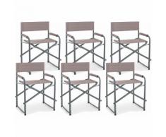 Set 6 Sedie Regista Pieghevoli Da Giardino 49x55x82 Cm In Acciaio Duini Olbia Tortora