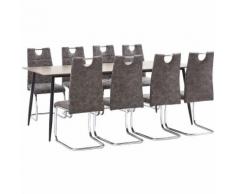 Set Sala da Pranzo 9 pz in Similpelle Marrone
