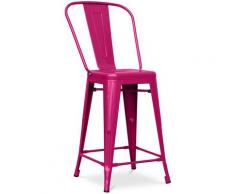 Sgabello da bar Tolix quadrati con schienale Pauchard Style - 60cm Fucsia