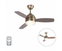 QAZQA Ventilatori da soffitto rotar - Moderno - Legno,Acciaio,Plastico - Bronzo - Tondo Max. 2 x