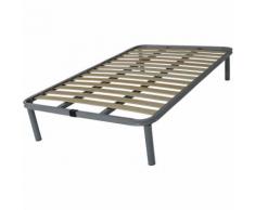 Qualydorm - Rete in Ferro con Piedi e Doghe in Legno cm 150x200 H35 una piazza misura personalizzata