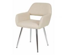 Set 6x sedie lounge HWC-A50 design moderno ecopelle sala pranzo 52x52x80cm avorio