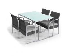 Set Tavolo E 4 Sedie Da Giardino In Acciaio E Polyrattan Fadi Bilbao Nero